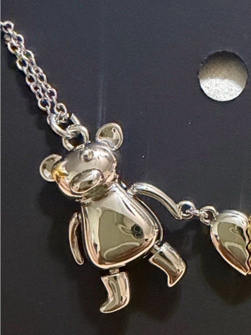 Coach Silver Teddy Bear Pendant Necklace